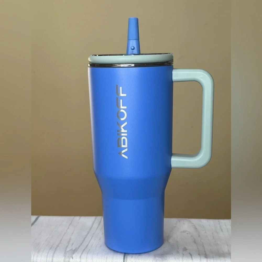 ABIKOFF Leak Resistant Tumbler with Handle and Flip Straw